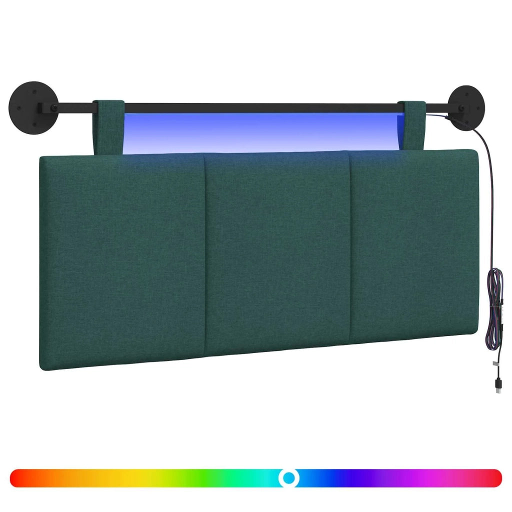 Testiera sospesa Con luce LED Verde Scuro Tessuto