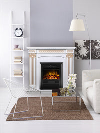 Camino Elettrico da Pavimento 102x110x30 cm Effetto Fiamma 2000W Calisto & Cristina Bianco