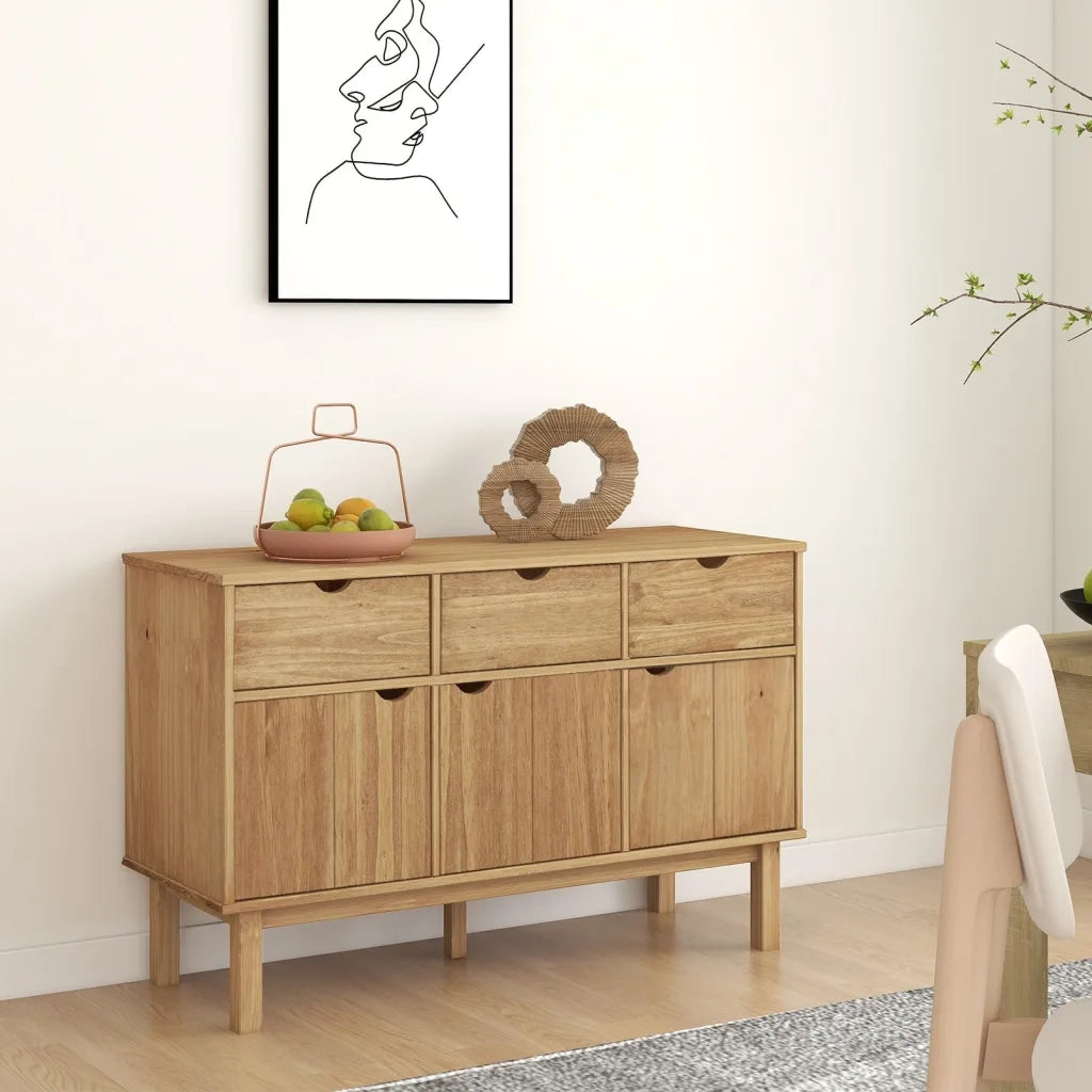 Credenza | Madia | Buffet da pranzo | Armadio da pranzo OTTA 114x43x73,5 cm in Legno Massello di Pino