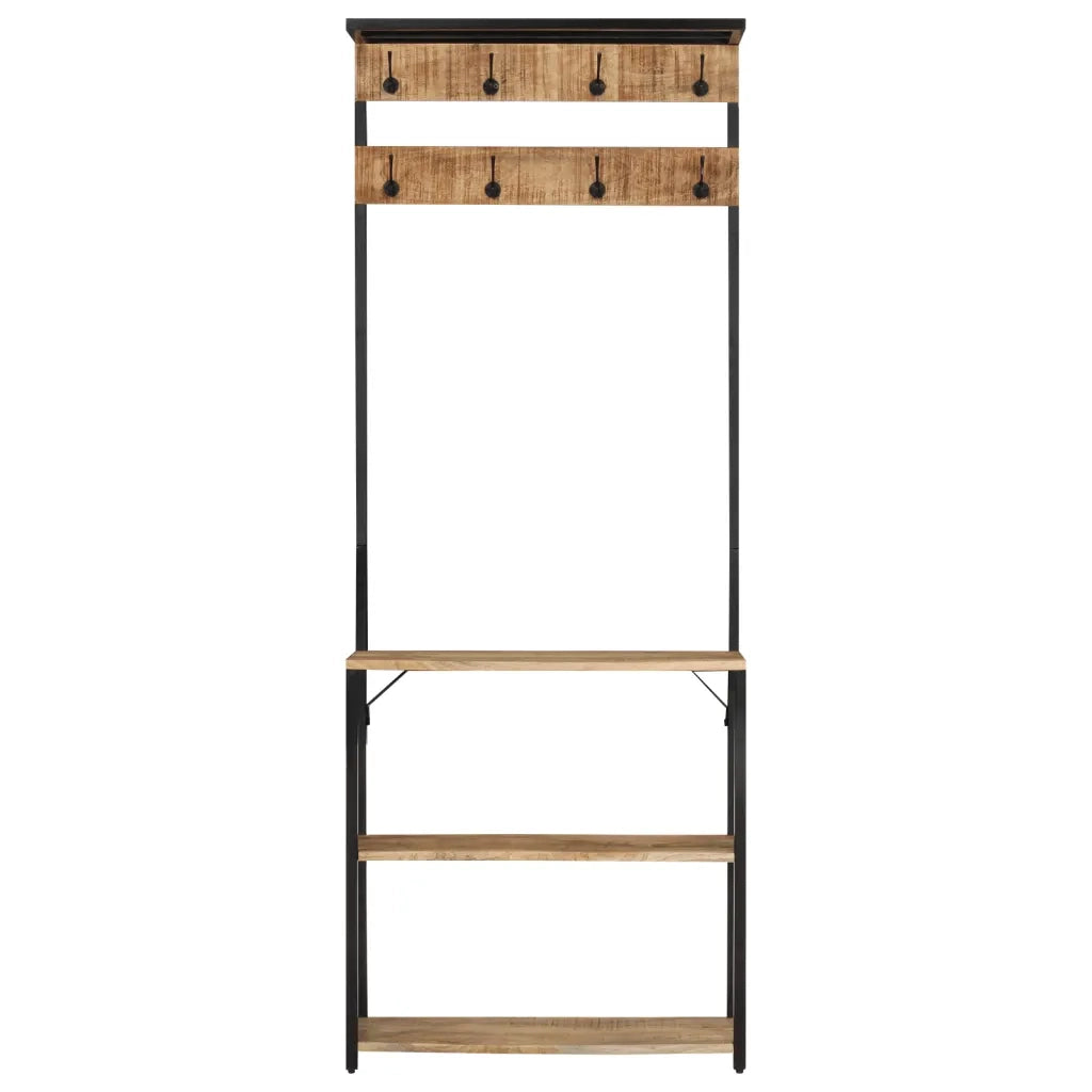 Appendiabiti con Scarpiera-Scarpiera con Appendiabiti 68x30x182 cm Massello Mango Grezzo