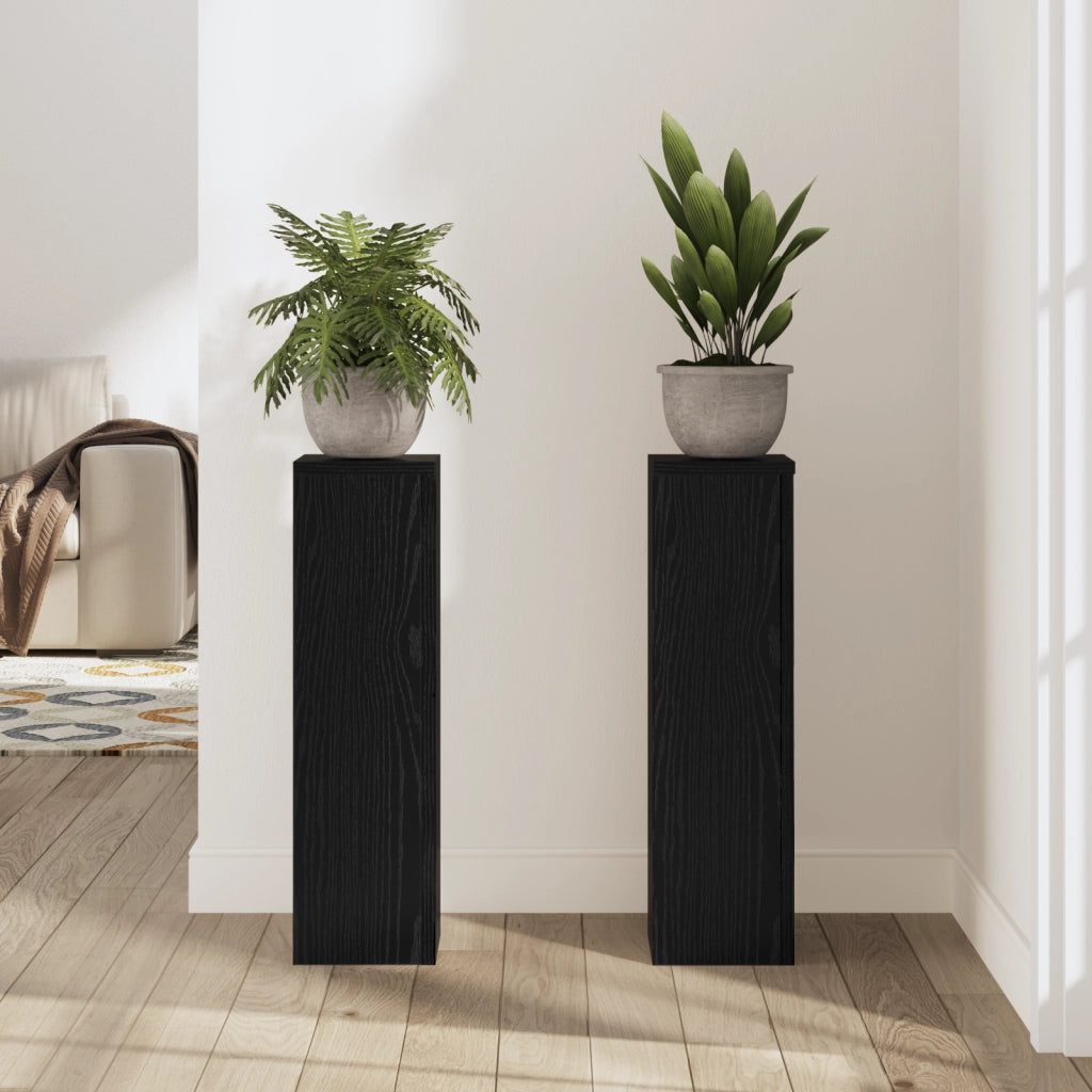 Supporti per piante 2 pcs rovere nero 17x17x60 cm legno ingegnerizzato