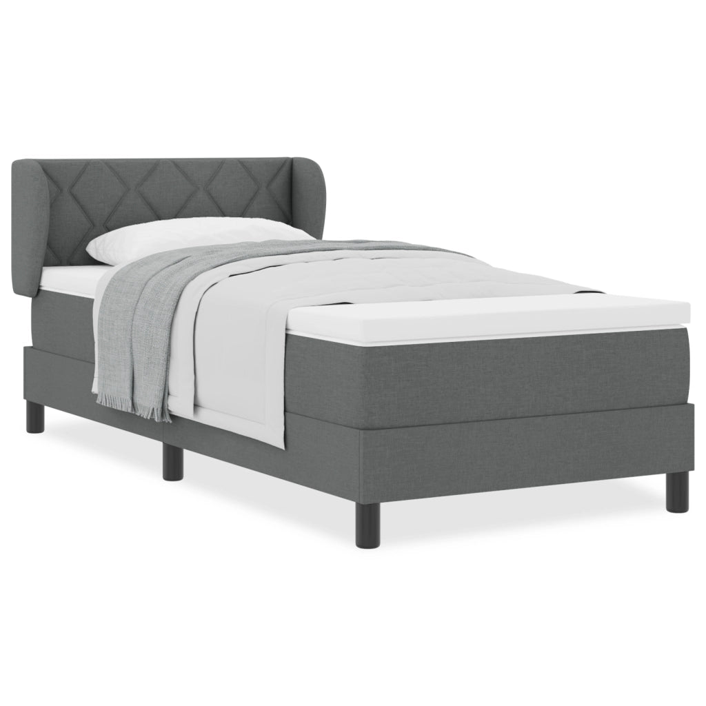 Letto Box Spring con Materasso Grigio Scuro 90x200 cm Tessuto