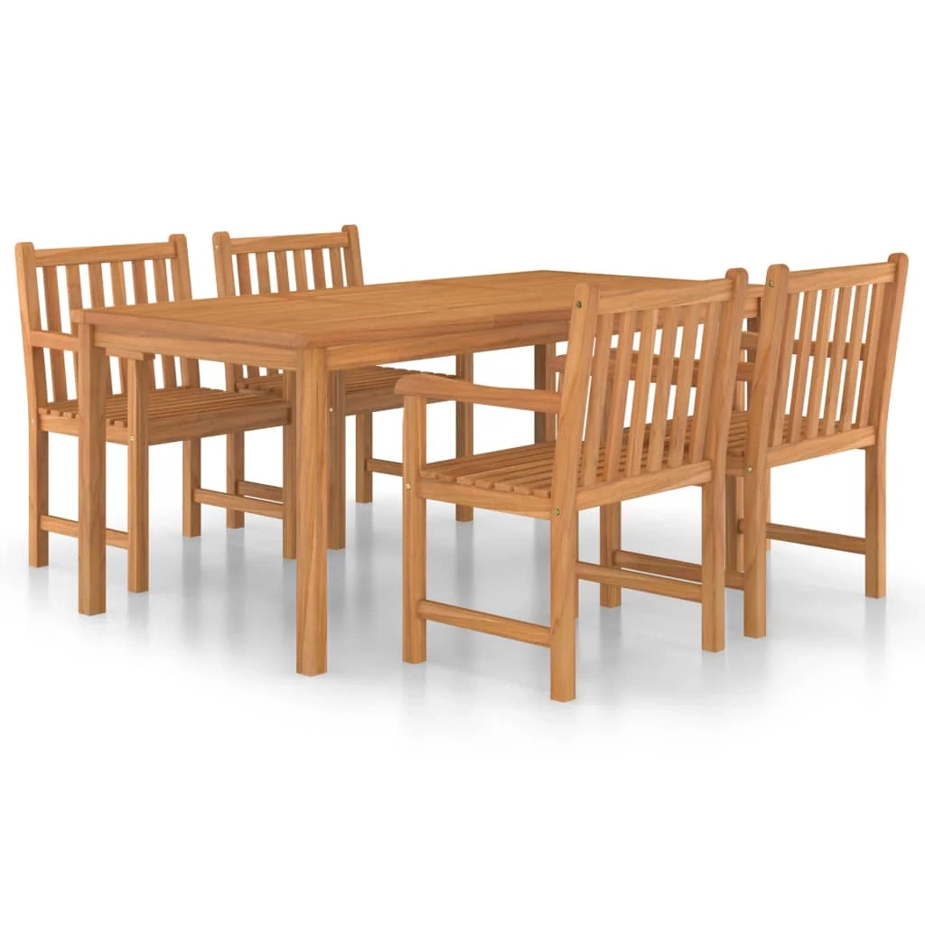 Set da pranzo da giardino 5 pezzi mobili da esterno legno massello di teak 02_0013764