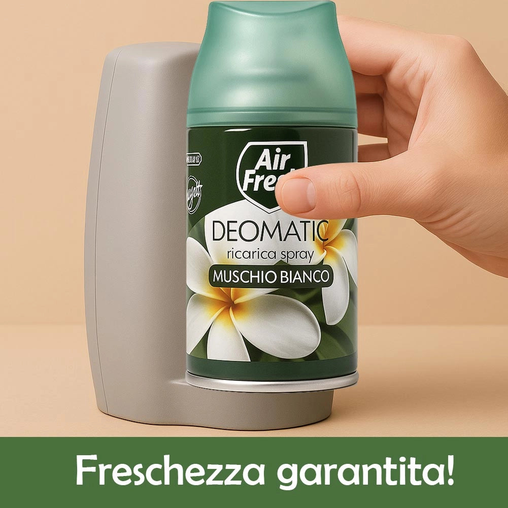 AIR FRESH Deomatic 6 x 250 ml Ricarica Spray Profumatore Ambiente Muschio Bianco