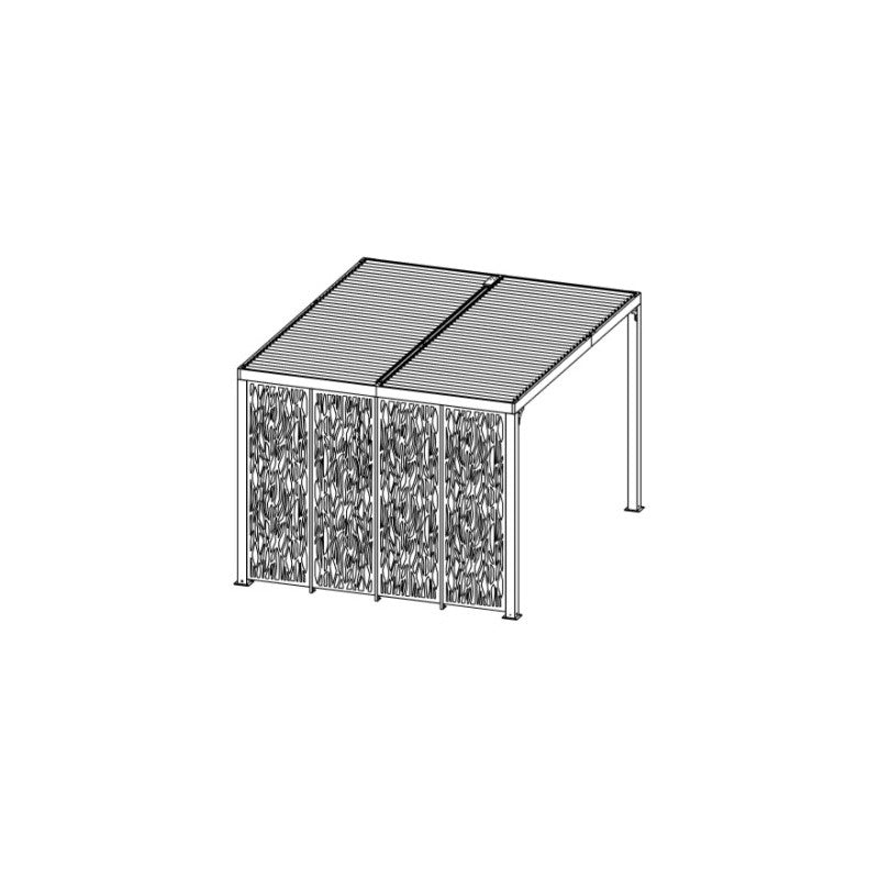 Pannello in acciaio moucharabieh per pergola bioclimatica lato 3 metri – schermo decorativo antivento e privacy – PERBIM30 Foresta