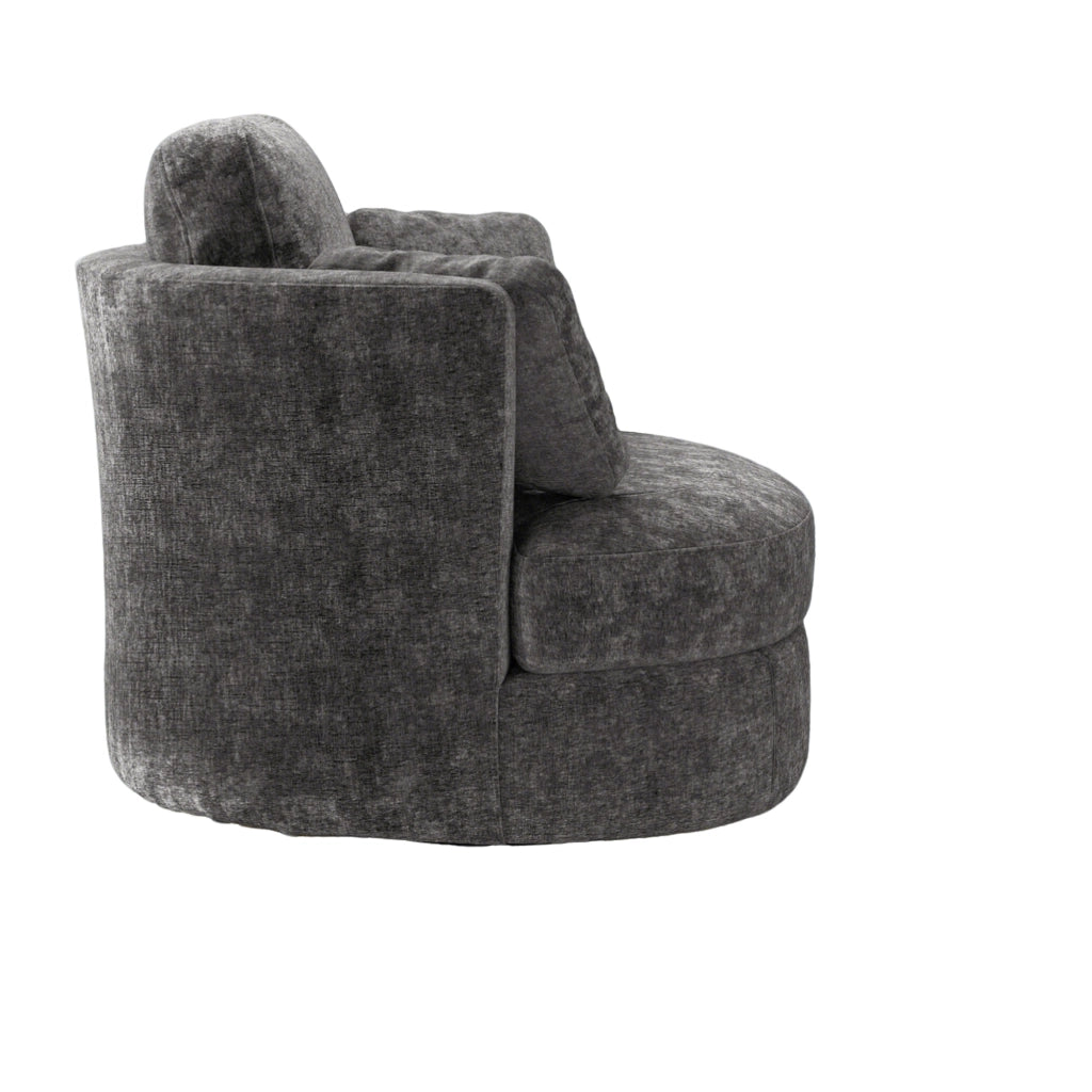 Poltrona XXL moderna - Zephmum- Grigio Chenille, 3 cuscini indipendenti, imbottitura elastica