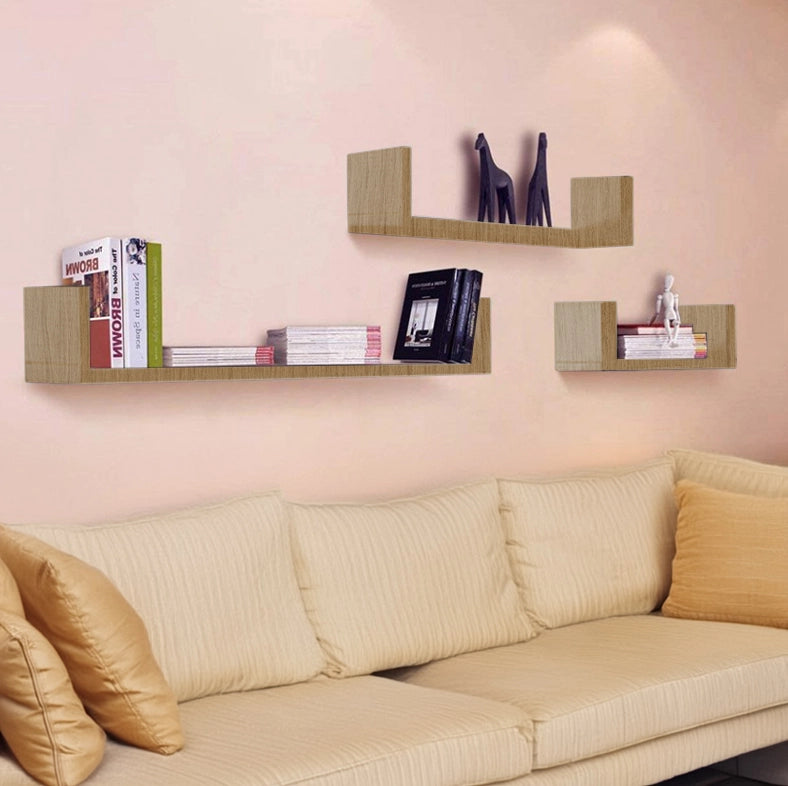MAURY'S SET 3 MENSOLE LINEARI IN DIFFERENTI DIMENSIONI CON FINITURA ROVERE