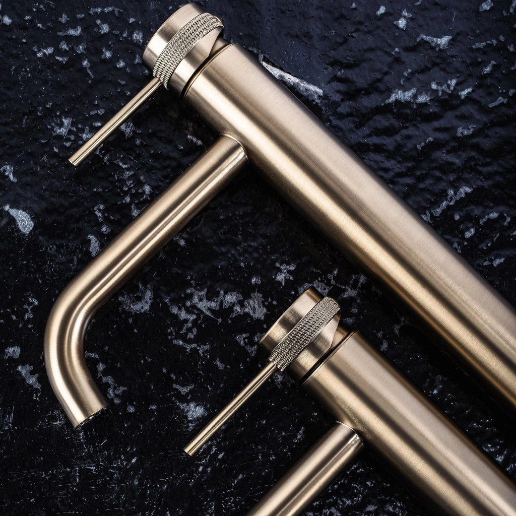 Rubinetto Da Lavabo Rea Lungo Grip Brush Gold High