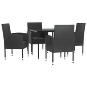 Set da Pranzo da Giardino 5 pz | Set Salotto da Giardino Nero in Polyrattan e Acciaio