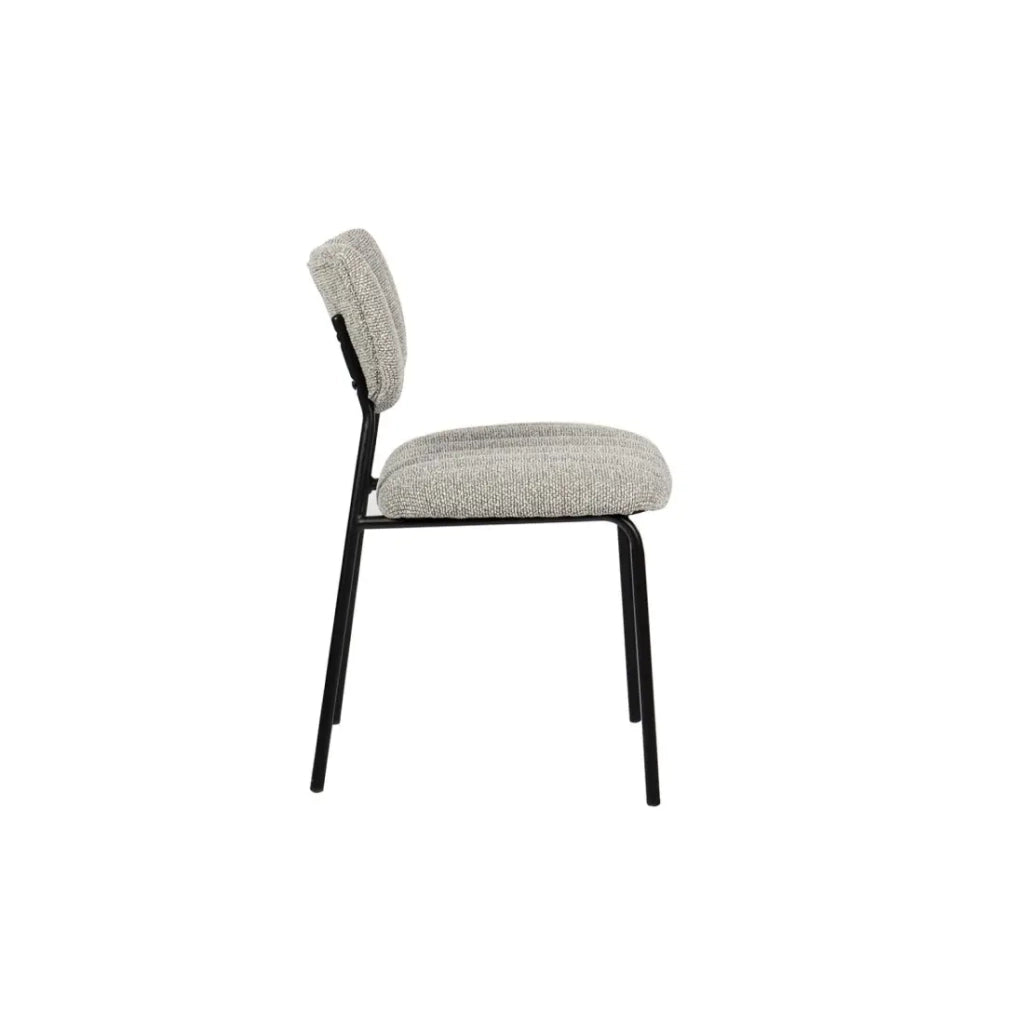 Set di 2 sedie NORAYA – Tessuto grigio chiaro – Gambe in metallo – Design compatto – Eleganza moderna e minimalista