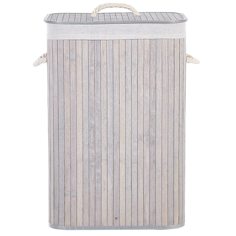 Cestino portaoggetti in bambù grigio chiaro con coperchio Cestino per biancheria Accessori pratici lavanderia bucato