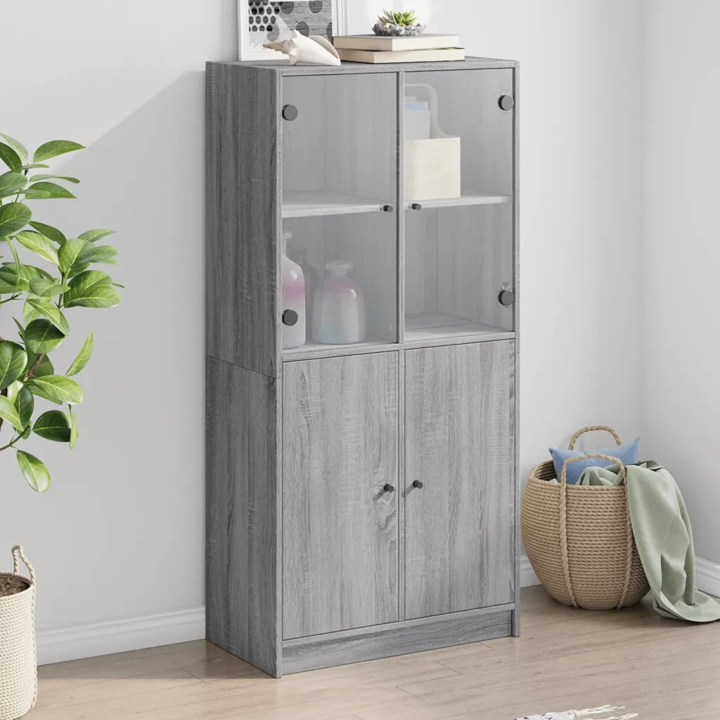 Credenza con Ante Grigio Sonoma 68x37x142 cm Legno Multistrato 631847