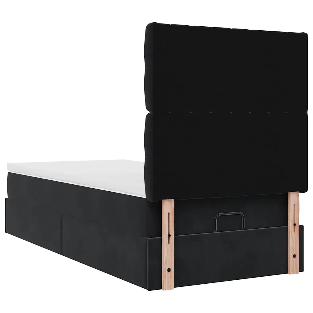 Struttura Letto Pouf con Materassi Nero 100x200 cm Velluto 3314374