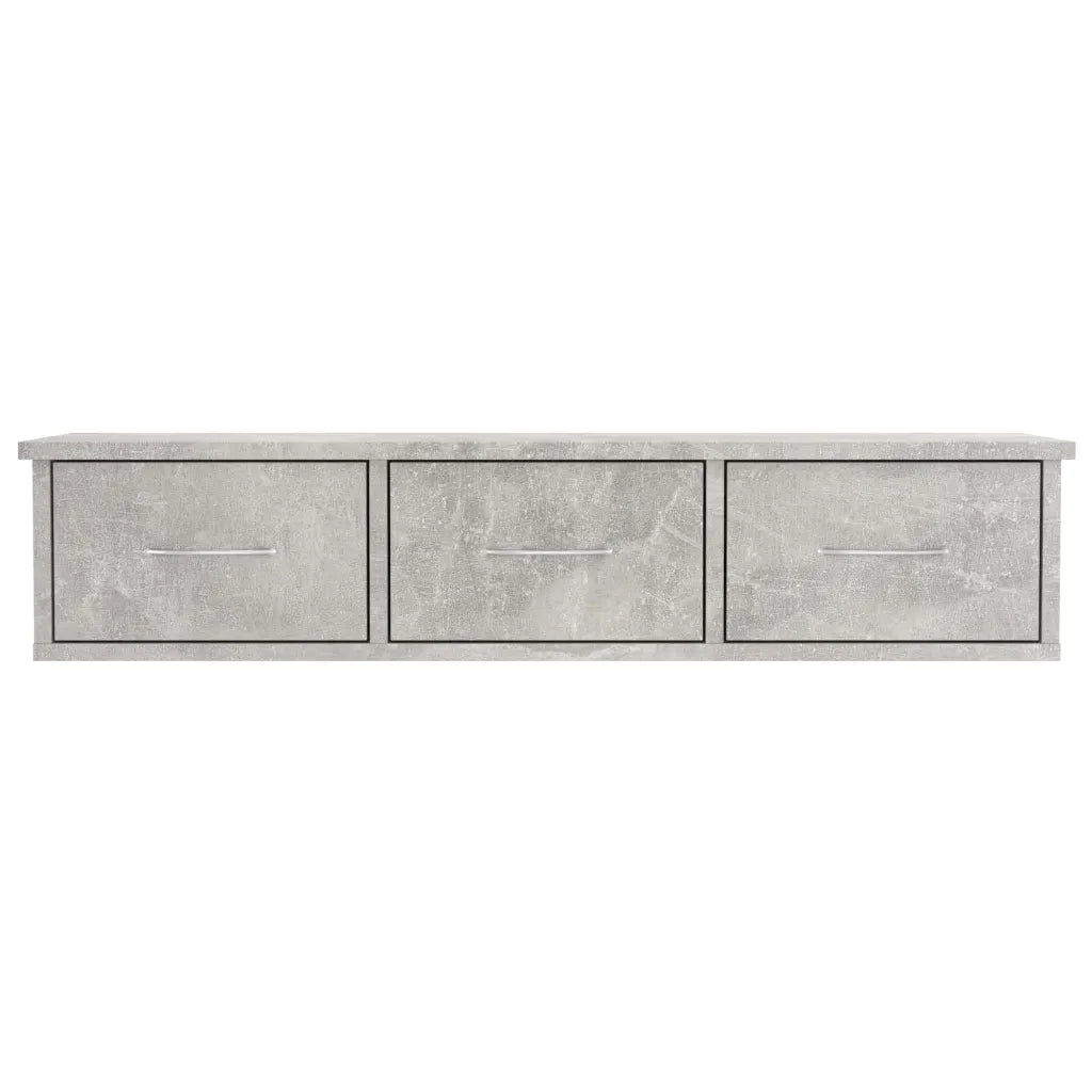 Scaffale Cassetti Parete Grigio Cemento 88x26x18,5 Multistrato 800598