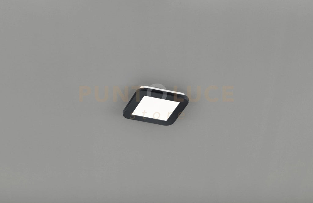 CAMILLUS PLAFONIERA LED QUADRATA METALLO NERO OPACO CON FUNZIONE DIMMERABILITA' CON NORMALE INTERRUTTORE A PARETE IP44 L. 17CMX17CM LED  9W · 1x 1000lm, 3000K