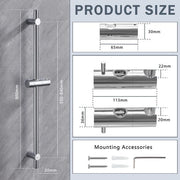 Douchestang adattabile 90 cm in Acciaio Inox con supporto doccia 360° - Acciaio Inox Chromato