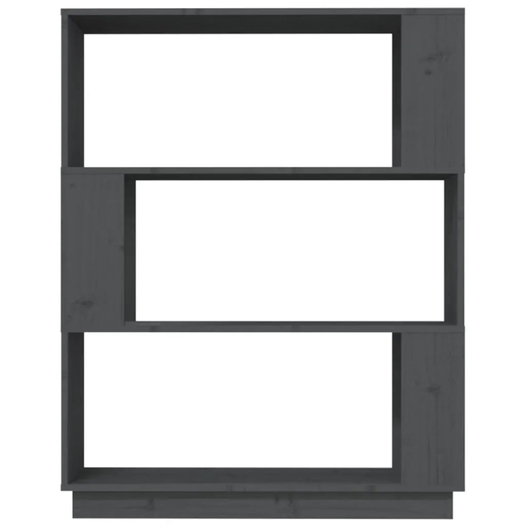 Libreria Divisorio-Scaffale per Libri-Mobile di Stoccaggio Grigio 80x25x101 cm Legno Massello di Pino