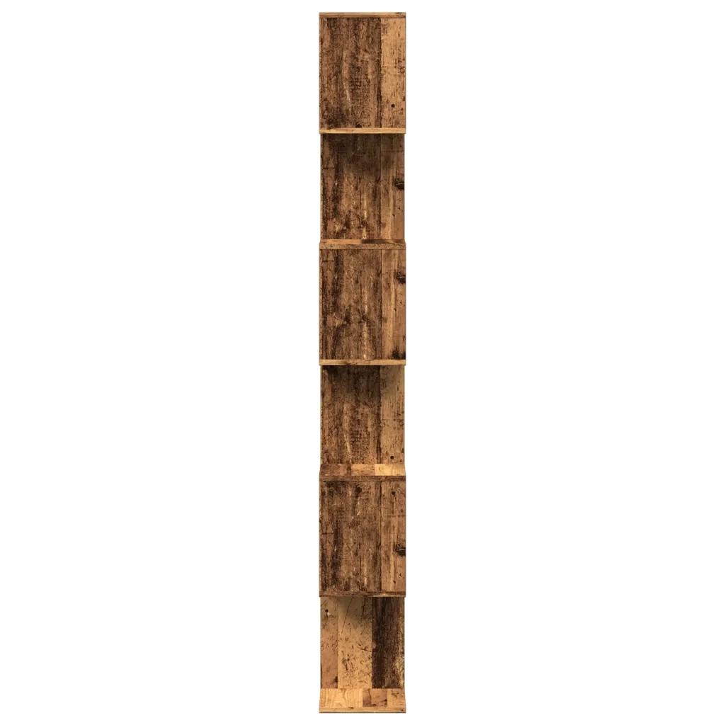 Libreria Divisorio 6 Ripiani-Scaffale per Libri-Mobile di Stoccaggio Legno Antico 70x24x193cm Truciolato