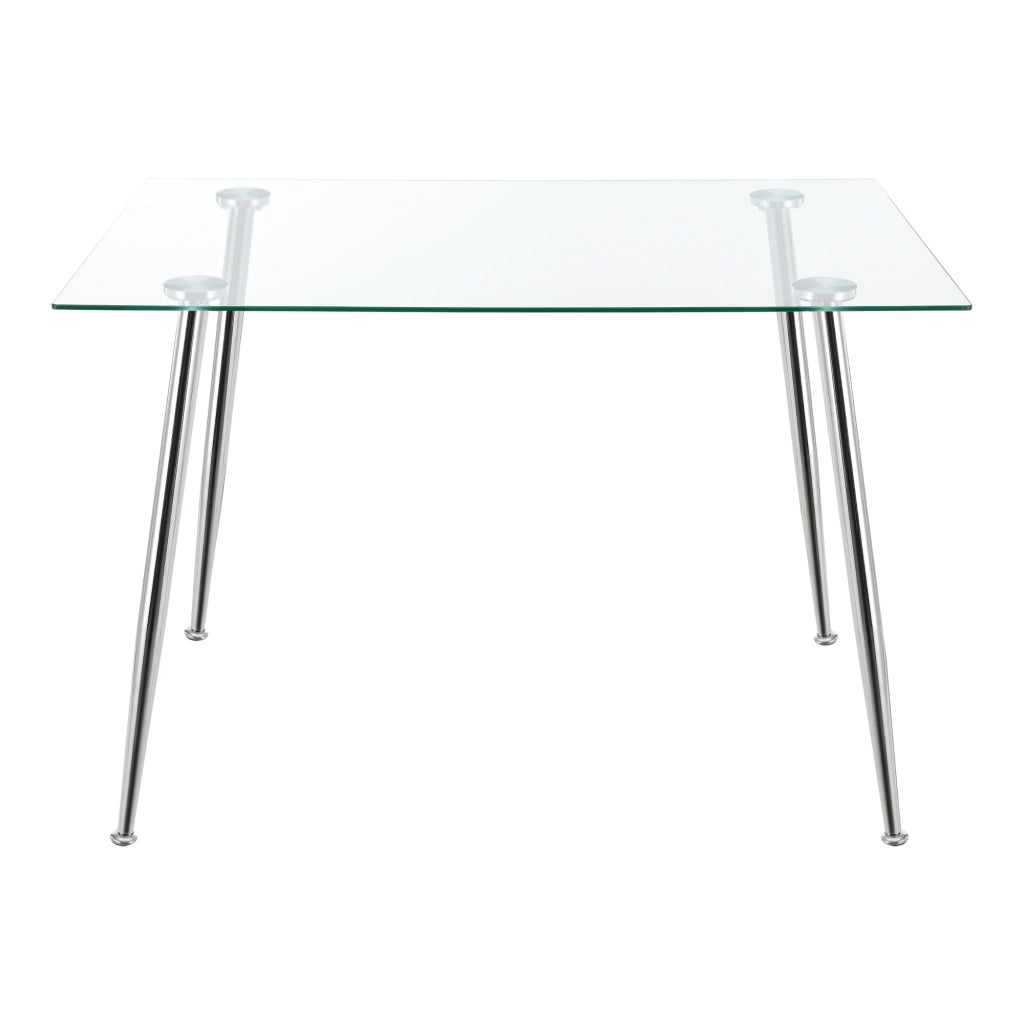 Tavolo da pranzo in vetro temperato e acciaio 75 x 110 x 70 cm cromato 03_0008701