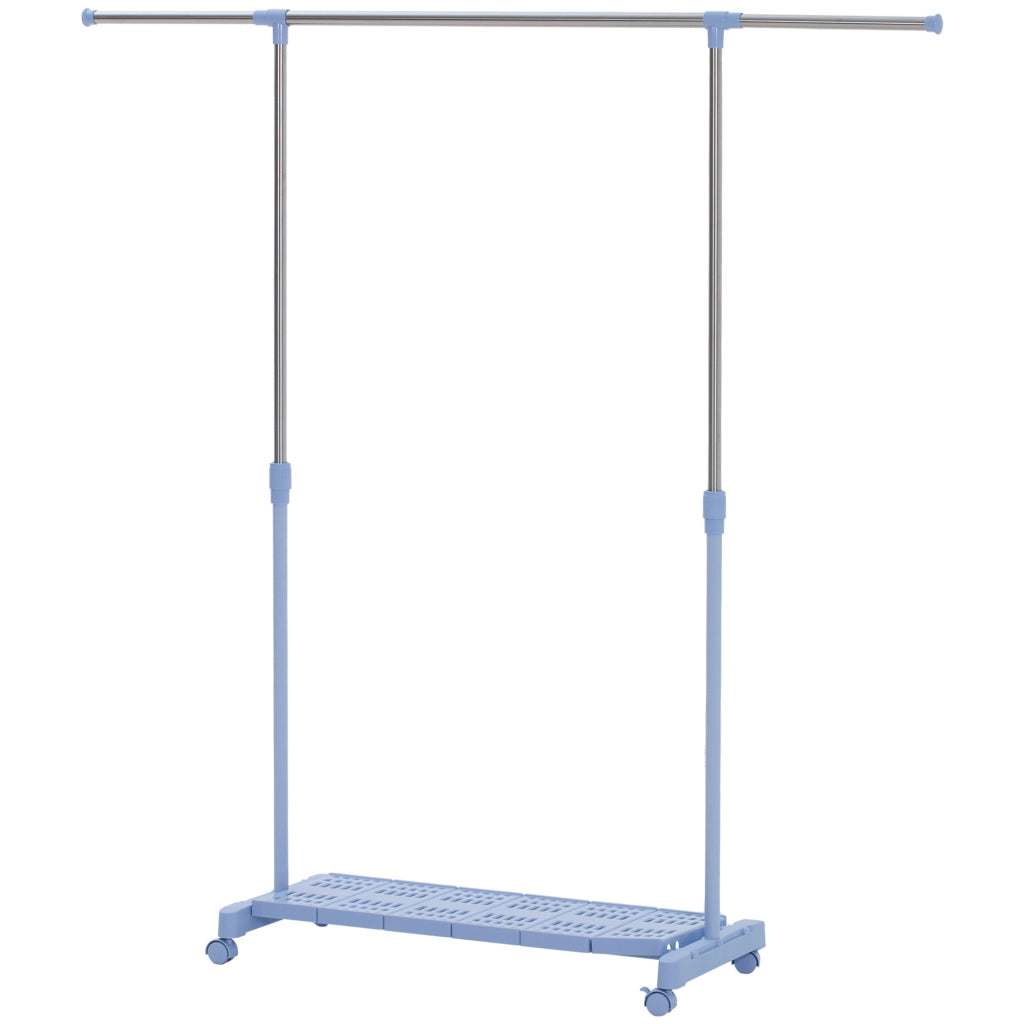 Appendiabiti Estensibile con Ruote e Scarpiera ¨C Minimal ¨C 159x42x168 cm Azzurro Argento