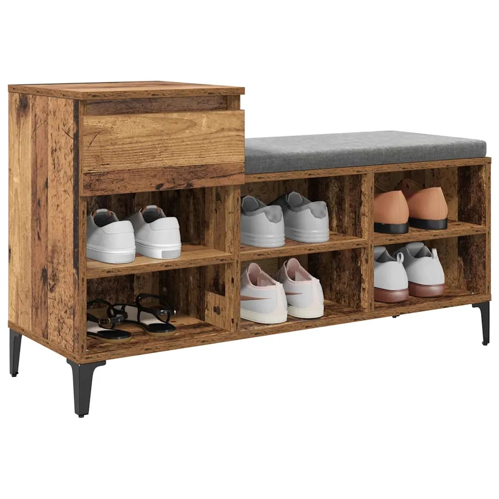Mobile per scarpe con cassetto-Scarpiera Legno vecchio 102 x 36 x 60 cm 381464