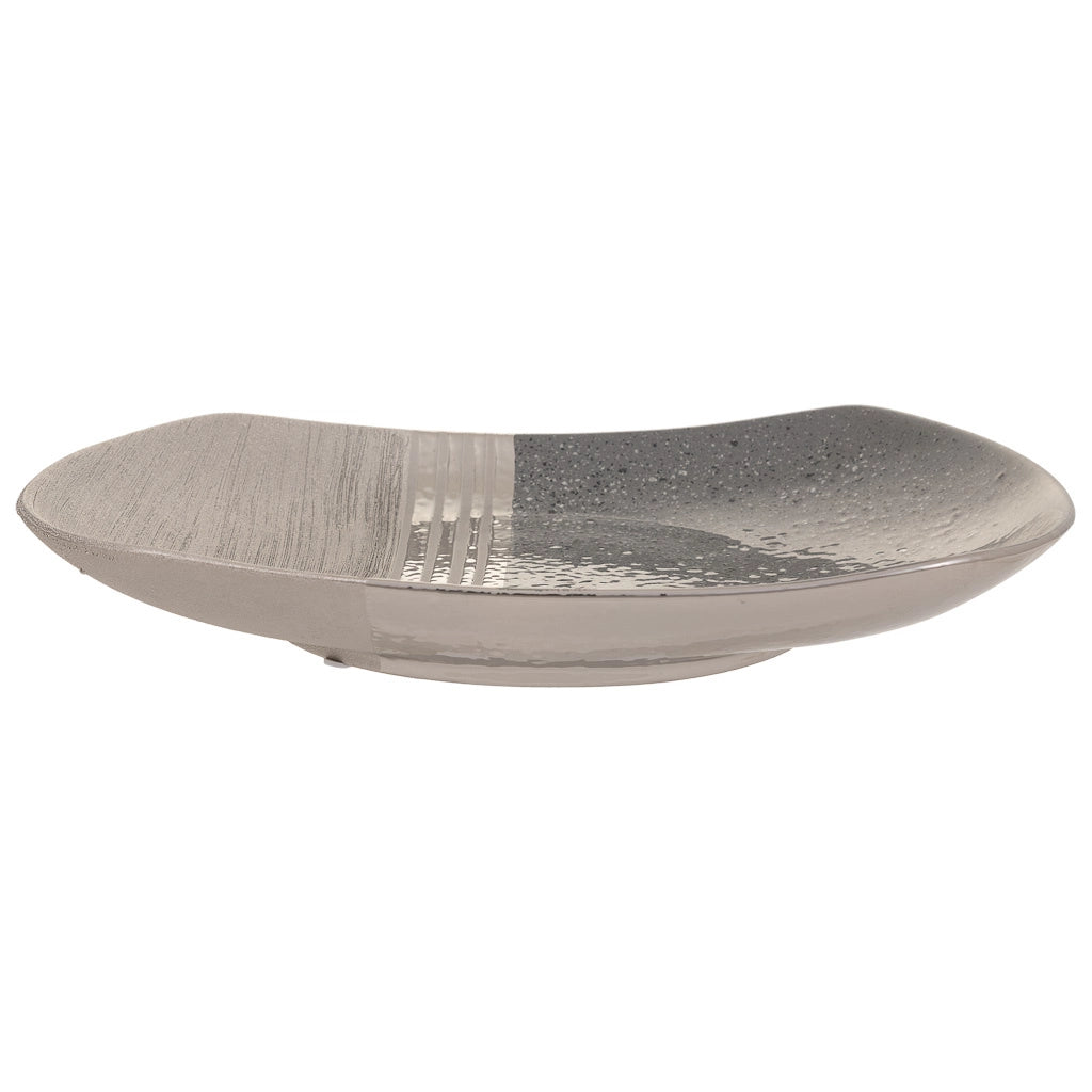 Centrotavola in ceramica argento 38x26,5x5,5h
