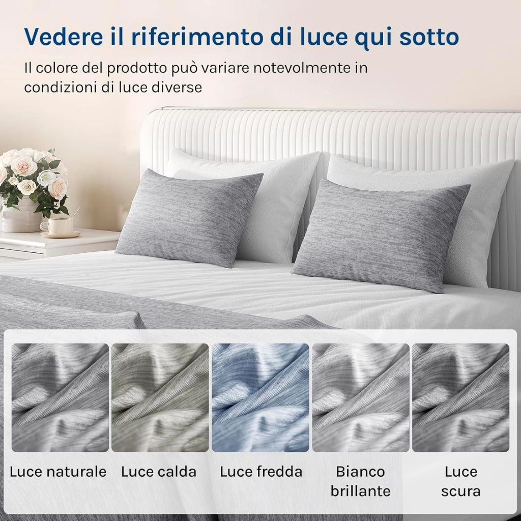 Federe Cuscino Rinfrescanti 2 Pezzi, Doppia Faccia Termo-Regolante con Tecnologia Arc-Chill, Federe Antisudore Notte, Zip Nascosta e Tessuto Traspirante, Lavabile in Lavatrice 50x70 cm Grigio