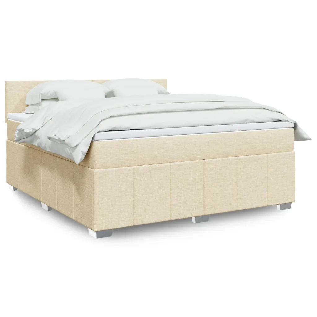 Giroletto a Molle con Materasso Crema 180x200 cm in Tessuto 3289445