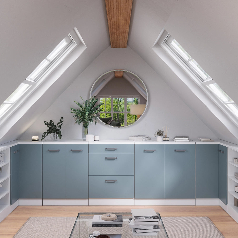 Mobile per mansarda Rion Grigio-blu/Bianco 60 x 83.8 cm senza inclinazione con 2 ante Vicco
