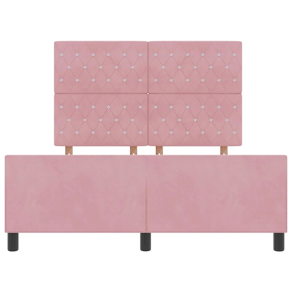 Letto a molle con testiera Rosa 140 x 190 cm Velluto 3344878