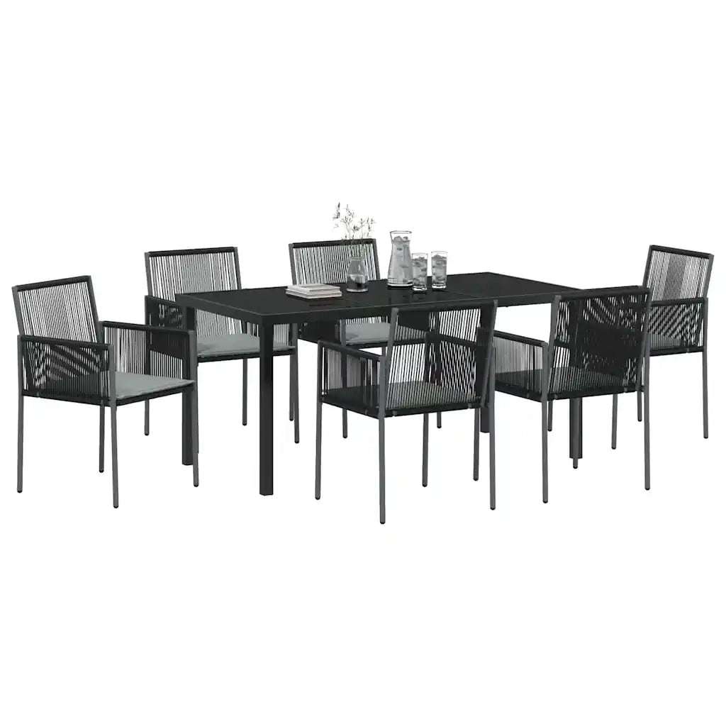 Set da Pranzo per Giardino 7 pcs Nero Rattan in PE 3379111