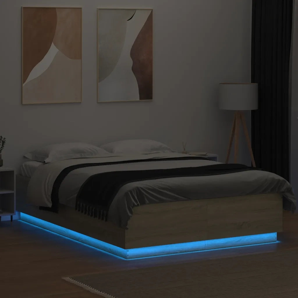Giroletto Luci LED Rovere Sonoma 160x200 cm Legno Multistrato