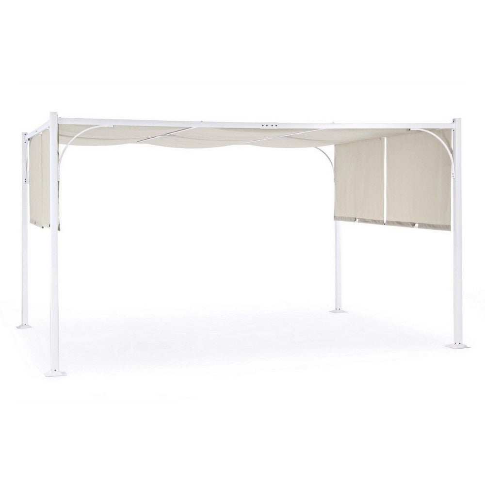 Gazebo Giardino 3x4 BIZZOTTO SLIDE Bianco-Tortora In Acciaio