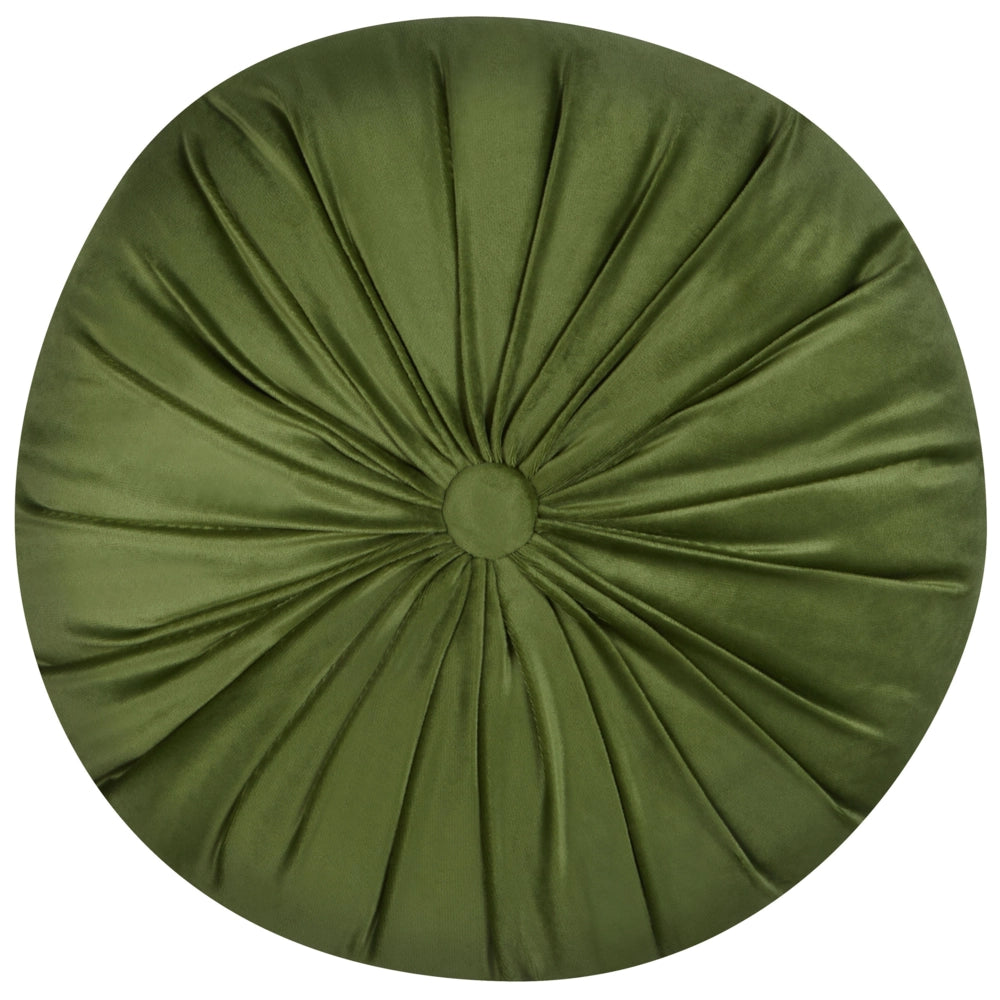 set di 2 cuscini decorativi moderni in velluto plissettato verde rotondo 38 cm soggiorno camera da letto