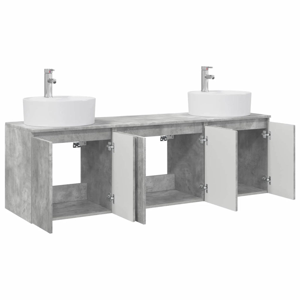 Set di Armadi da Bagno 3 pz Grigio Cemento 49,5 x 44,5 x 65 cm 3405670