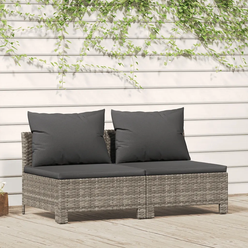 Divano da Giardino a 2 Posti con Cuscini in Polyrattan Grigiocod mxl 94683