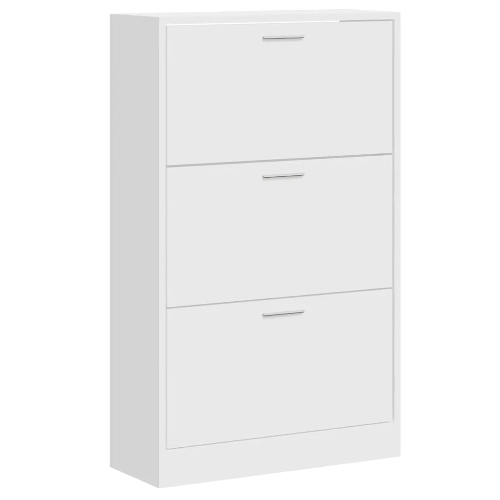 Scarpiera Bianco Lucido 63x24x103 cm in Legno Multistrato 342554