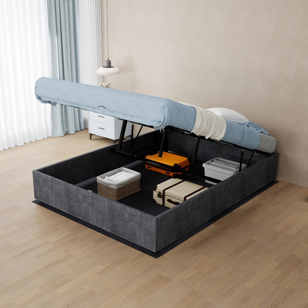letto tela e metallo grigio 140 x 200 cm