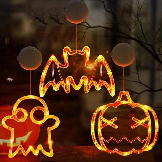 Decorazione di Halloween per Finestre - 3 pezzi - Zuignap - Arancione - Spirito di Zucca - Decorazioni di Halloween per Finestre - Illuminazione di Finestre di Halloween - Decorazione di Finestre per Halloween