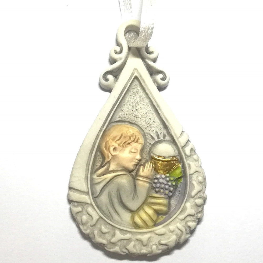 Trade Shop - Set 12 Pezzi Bomboniera Bomboniere Comunione Bambino Goccia Sacramento Ceramica -