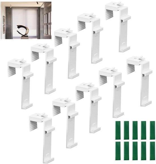 Pacchetto di 10 tenoni per rotaie di tende fissabili, tenoni per tende a doppia rotazione senza foratura, beugola di sostituzione per rotaie fissabili per serrande PVC e serrande in legno