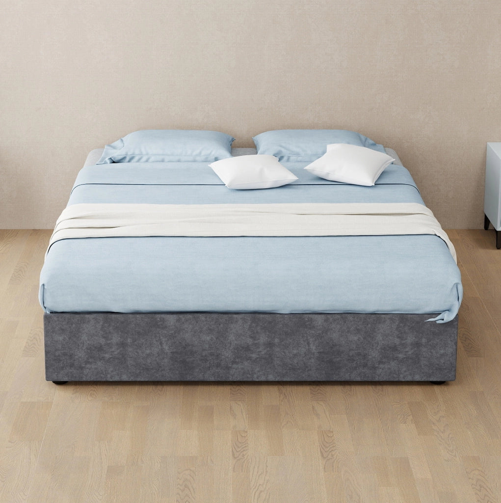 Letto imbottito 140 x 200 cm con contenitore a sollevamento pneumatico; grigio