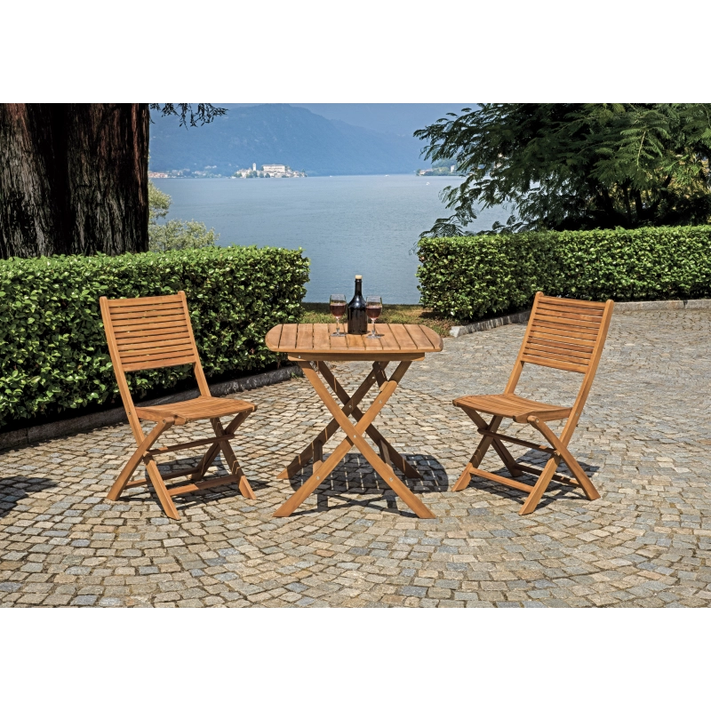 Set Di 2 Sedie Pietrasanta In Acacia Pieghevole Senza Braccioli Moia