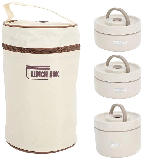 Lunchbox geïsoleerde, in acciaio inossidabile 304, chiusa, portatile, rotonda, contenitori termici per alimenti con borsa termica per lavoro, scuola e picnic esterno.