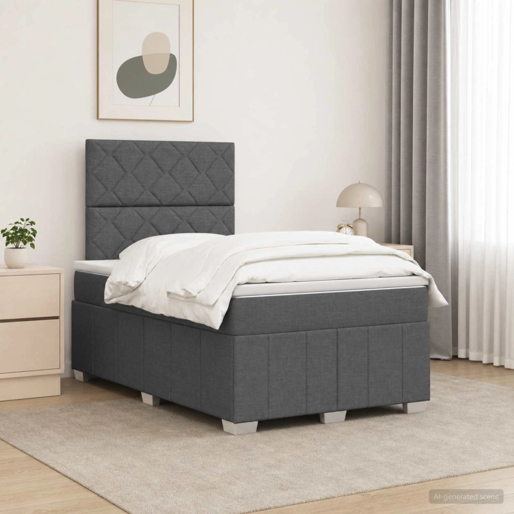 Letto Box Spring LED con Materasso Grigio Scuro 120 x 190 cm 3455564