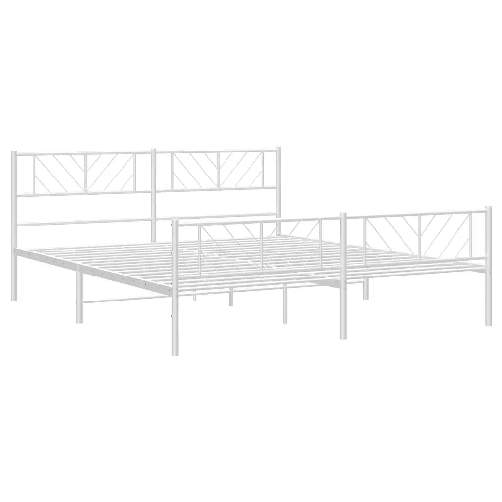 Giroletto con Testiera e Pediera-Struttura Letto Metallo Bianco 193x203 cm 291441