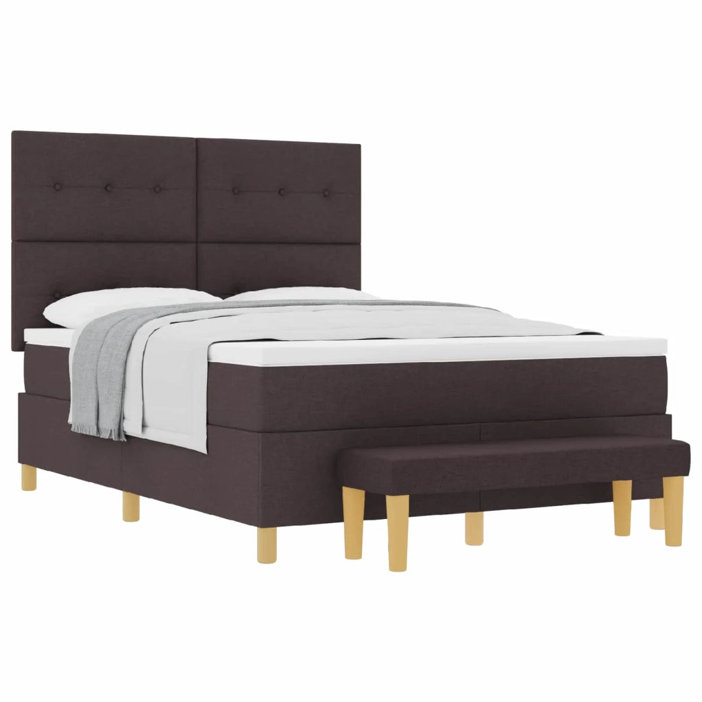 Letto a molle con materasso Marrone scuro 140 x 190 cm Tessuto