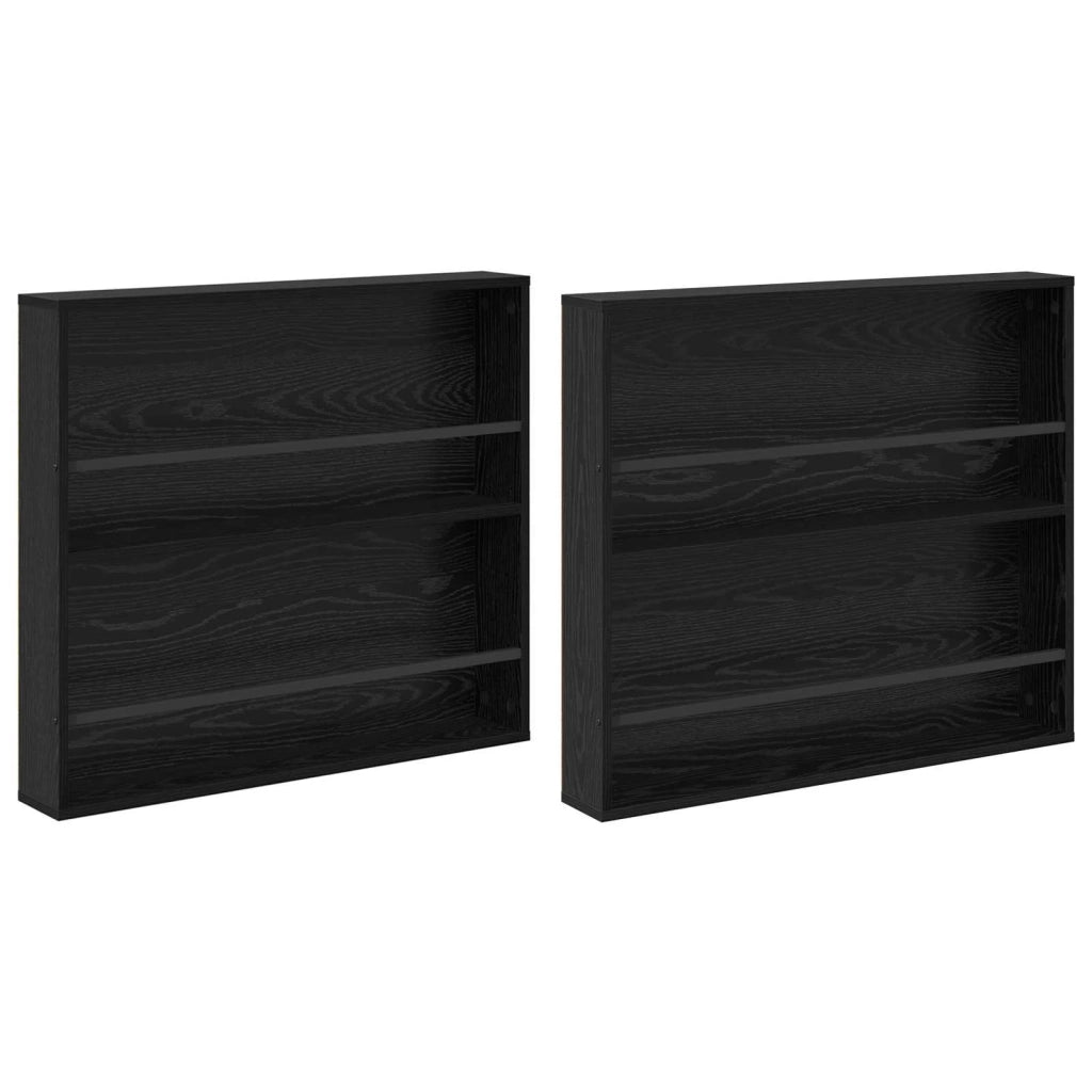 Scaffale per riviste 2 pz Rovere Nero 80 x 12 x 70 cm CFW7107135