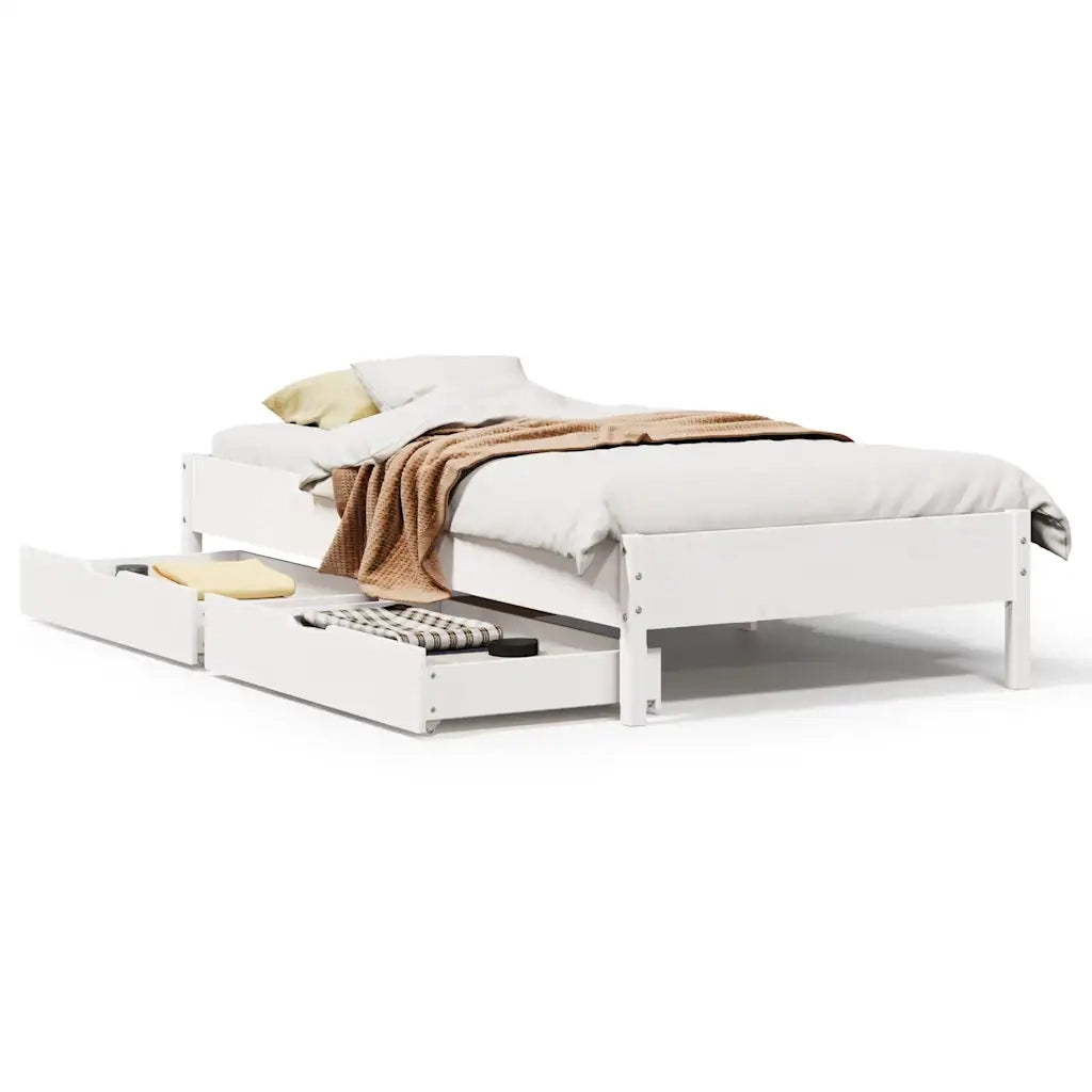 Letto senza Materasso Bianco 75x190 in Legno Massello di Pino 3301735