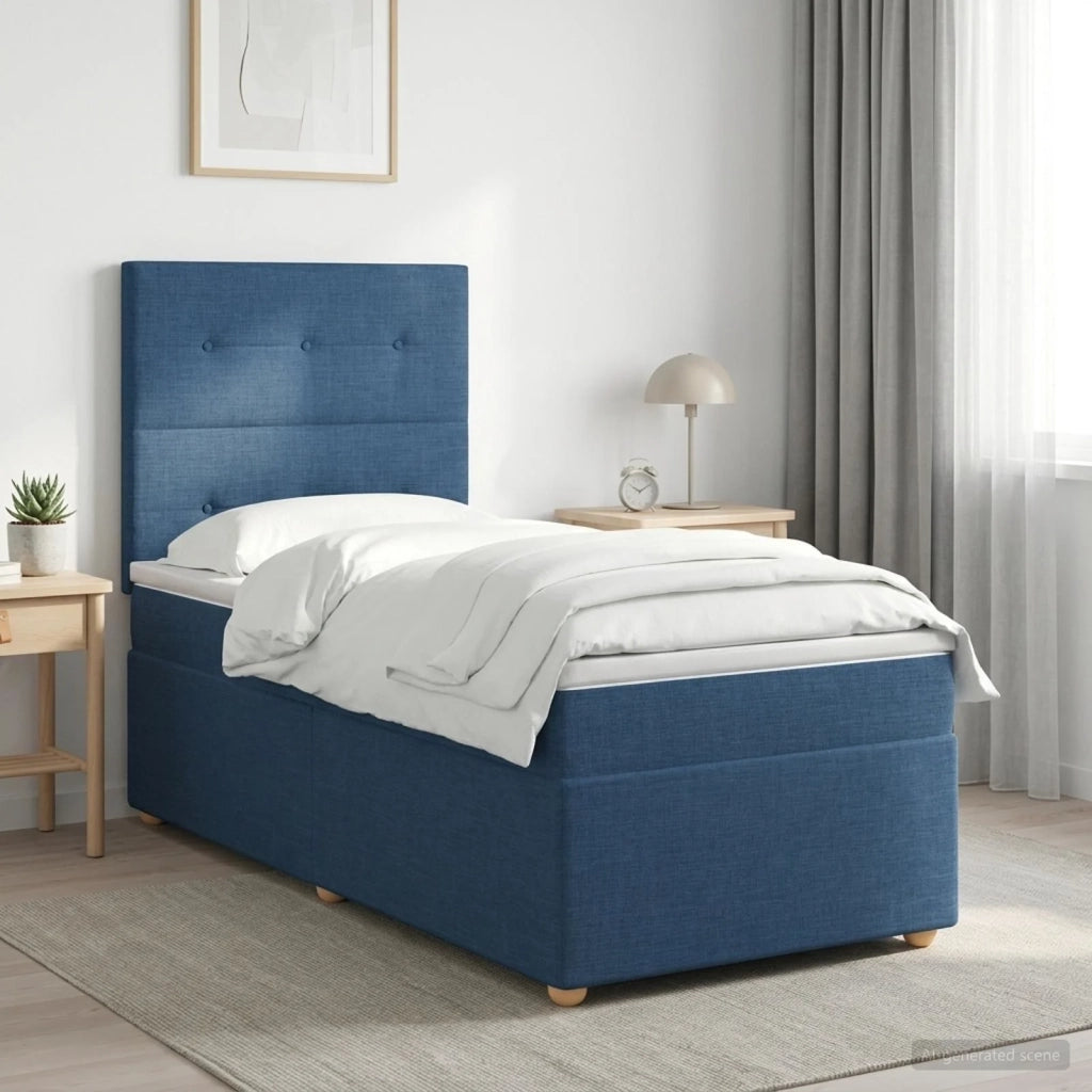 Letto box spring con materasso Blu 90 x 190 cm Tessuto 3453780